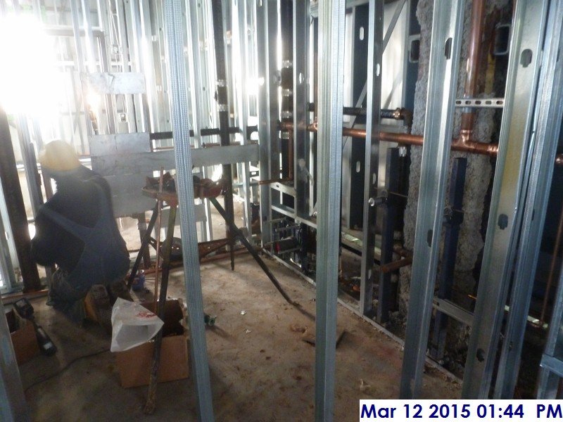 Installing copper piping at the 2nd floor bathrooms